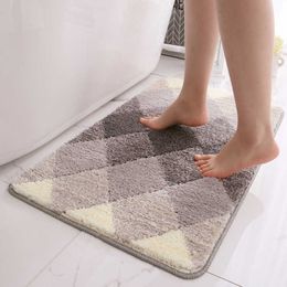 Flocking Bath Mat Home Bathroom Door Mat Decoration Absorbent Non-slip Bathroom Foot Mat Bath Rug Doormat 210622