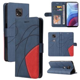 Dual Colour Abstract Contrast Wallet Cases With Card Slot For Moto G9 Play G10 G30 G50 G60 G Power 2021 Edge 20 Lite E20 E30 E40 One Plus 9 Pro Nord N10 N100 N200