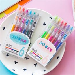 3D DIY Painting Graffiti Glitter Marker Gel Pen Creative Colored Neutral Pens Jelly Pen Set Girl School Supplies Children Gifts 210330