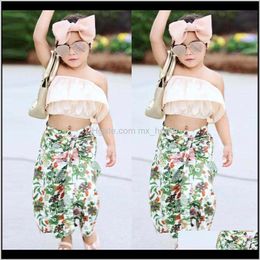 Baby Clothing Baby Kids Maternity Drop Delivery 2021 Childrens Suit Summer European And S Word Collar Tube Top Ruffled Tops Floral Wide Leg P