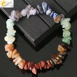 Reiki Natural Stone Beaded Strands 7 Chakra Healing Crystal Bracelet Chipped Gravel Beads Gifts for Women