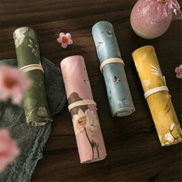 Pencil Bags Vintage Chinese Style Pen Bag Portable Canvas Storage Makeup Brush Holder Student Stationery School Office Supplies