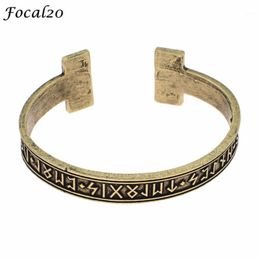 Focal20 Trendy Viking Rune Animal Bracelet Open Vintage Silver Colour Copper Unisex Bangle Jewellery For Men Women