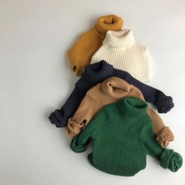Spring New Baby Turtleneck Sweater Children Clothing Boys Girls Knitted Pullover Toddler Sweater Kids Sweater Tops 1-7 Year 210413