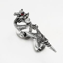 Gothic Punk Ring Dragon Skull Joint Knuckle Full Finger Ring Statement Jewelry Party Club Charm Knuckle Rings