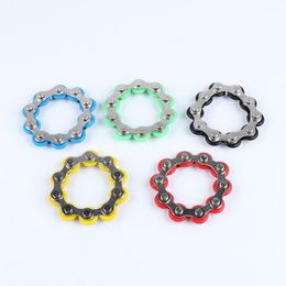 10 Knots Bike Chain Toy Key Ring Fidget Spinner Gyro Hand Metal Finger Keyring Bracelet Toys Reduce Decompression Anxiety Anti Stress For Adult Student DHL