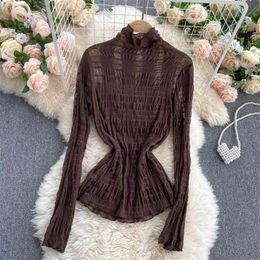 Autumn Winter Korean Style All-match Fashion Women's Temperament Bottoming Shirt Inner Jacket Thin Lace UK721 210506