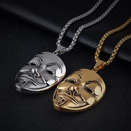 Pendant Necklaces Fashion Punk Style V For Vendetta Anonymous Mask Hip Hop Hacker Alloy Necklace