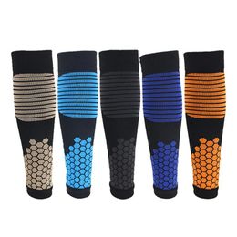 Lengthen Compression Basketball Football Cycling Socks Knee Calf Knitted Sleeves 2Pcs Elbow & Pads