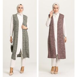 -Vêtements ethniques gilet saisonnier gilet acrylique longs sans doublure sans manches veaux quotidiennement confortable hijab femmes femmes mode musulmane