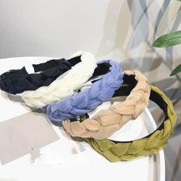 Fashion Women Satin Cross Hairbands Twisted Braid Headband Head Hoop Solid Color Hair Accessories Ladies Elegant Width Headwear