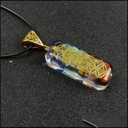 & Pendants Jewellery Retro 7 Chakra Pendant Orgone Reiki Healing Colorf Chip Natural Stone Energy Necklace Pendum Amet Orgonite Crystal Neckla