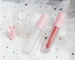 Frosted Pink Round Lip Gloss Tint Plastic Bottles Tubes DIY Empty Makeup Big Lipgloss Liquid Lipstick Case Beauty Packaging