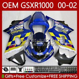 Injection Mould Fairings For SUZUKI 1000CC GSXR-1000 GSX R1000 GSXR 1000 CC 00 01 02 Bodywork 62No.62 GSXR1000 K2 2001 2002 2002 Movistar Blue GSX-R1000 01-02 OEM Body kit