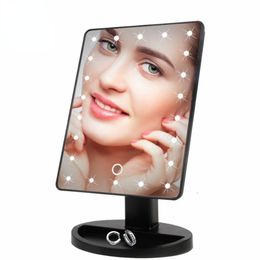 Makeup Touch Screen Dimmer With 16/22 LED Light Health Beauty Adjustable Desktop Table Cosmetic Rotating Mirror