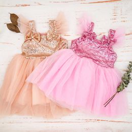 Princess Tutu Dress Children Sequins Glitter Dress Wedding Grow Girls Flower Lovely Clothes Outfits Birthday Party Gift Of Kids Q0716