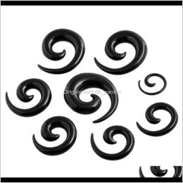 Plugs & Tunnels Body Jewelry Drop Delivery 2021 2-20Mm Acrylic Spiral Taper Flesh Tunnel Black Ear Stretcher Expander Stretching Plug Snail 7