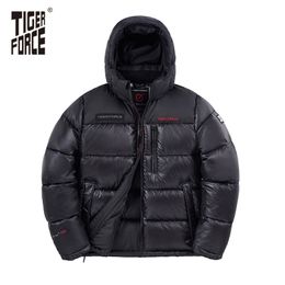 TIGER FORCE Men's winter jacket Hooded Coat Casual Clothing Warm Thick Pocket Zipper Down jackets Winter parka men brand 70793 211216