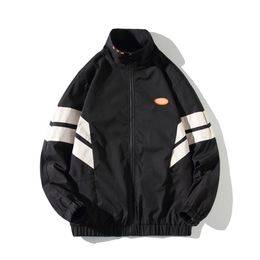 Autumn Winter Men's Jackets Coat Raglan Sleeve Windproof Collar Patchwork Stripe Streetwear Windbreaker Man Clothes 211214