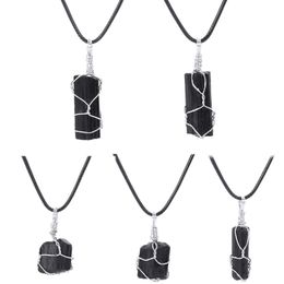 Irregular Natural Stone Silver Plated Pendant Necklaces For Women Men Fashion Party Decor Lucky Jewelry With Rope Chain