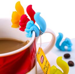 Teas Tools Cute Snail Squirrel Shape Silicone Tea Bag Holder Cup Mug Teabag Clip Candy Colour Gift Set Good 5 Colours SN2319