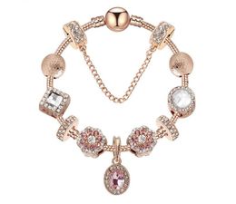 New rose gold oval pendant bracelet oval pink crystal cat-eye pendant gift for girls GC246