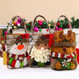 28.5*23cm Christmas Decorations Candy Bag Santa Claus Elk Doll Cloth Tote Bag Ornaments Decorations