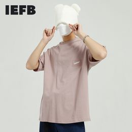 IEFB Men's Spring Summer Korean Loose Solid Color Letter Design Personalized T-shirt For Men Causal Tee Tops 9Y5859 210524