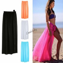 Women Solid Bikini Swimsuit Cover Up Wrap Split Skirt Sarongs