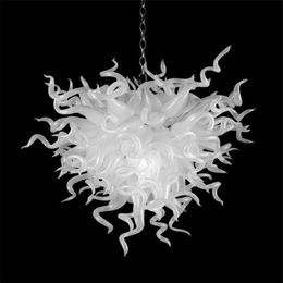 100% Handmade Blown Murano Glass Chandelier Lamp White LED Light Source Living Hotel Lobby Decor Modern Art Chandeliers