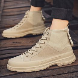 Men Ankle Boots Outdoor Autumn Spring Non-slip Zip Walk Male Casual Flats Work Shoes Sneakers Fashion Comfortable