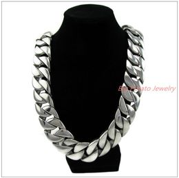 24/31mm Huge Heavy Cool Jewelry 316L StainlSteel Silver Color Curb Cuban Chain Men's Necklace Gift High Quality 24/28 X0509