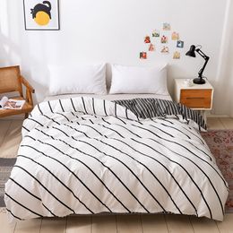 Nordic Twin Line 100% Cotton Simple Home Bedding Set Duvet Cover Queen King Size Bed Linens Quilt Bedspreads