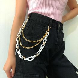 pants chain accessory Canada - Belts Punk Hip-hop Goth Multi-layer Women Pants Waist Chain Belt For Lady Girls Unisex Streetwear Metal Jeans Accessories