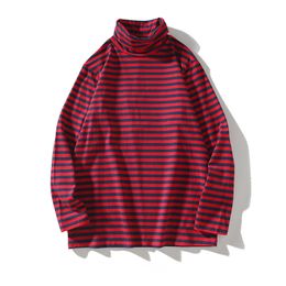 FGKKS Fashion Brand Men Striped T-Shirt Spring Summer New Men Casual Base Tee Shirt Tops Turtleneck Long Sleeve T Shirts Male Y0322