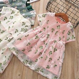 summer girls lace embroidery dress children fresh flowers leaves fairy princess dresses clothing 210529