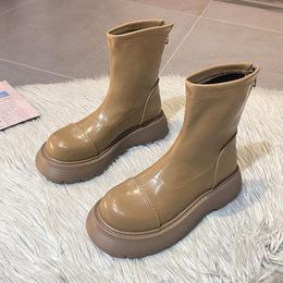 Boots Short Female Spring Autumn Women Fashion Thick Bottom Flats Ankle INS