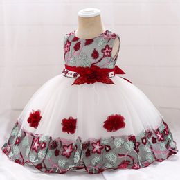 -Mädchen Kleider Handgemachte Blume Baby Kleid Für Mädchen Taufe Geborenes Geboren 1 Jahr Geburtstag Mädchen Bogen Kleidung Kostüm 0-8Y Geschenke