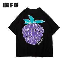 IEFB High Street Fashion Short Sleeve T-shirts For Men Hip Hop Love Print Ins Trend Loose Tee Tops Black White Clothes 9Y5654 210524