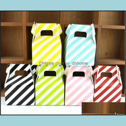 Gift Wrap Event & Party Supplies Festive Home Garden Moq 200 Pcs 1 Colour Paper Candy Box Stripe Bag Chocolate Packaging Children Birthday We