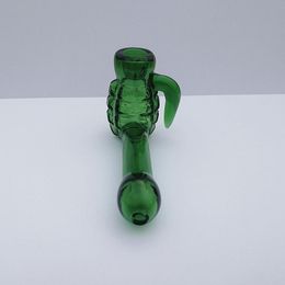 Vintage Wholesale Green grenades shape Glass Bong Hookah Water Smoking pipe 5inch Oil Burner Dab Rigs Birdcage Percolator Splash Guard