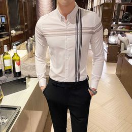 Brand Men Shirts Long Sleeve Casual Formal Dress Shirt Business Slim Fit Streetwear Social Blouse Chemise Homme Men Clothing 210527