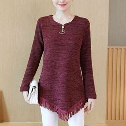 Spring Autumn Top Femme Vintage Tassel Tunic Blouse Women Loose Plus Size Long Sleeve Female Shirt Blusas Mujer 12B 210420