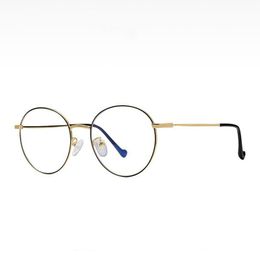 Fashion Sunglasses Frames Metal Anti Blue Light Eyeglasses Men's Simple Retro Round Rim Spectacle Women's Fashionable Literary Myopia Eyewea