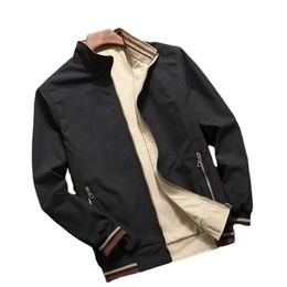 BROWON Jacket Men Spring Autumn s Double Sided Wear Stand Collar Casual Youth Trend for Clothing 211214