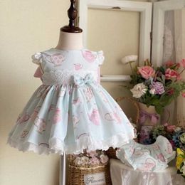 2PCS Summer Lolita Lace Turkey Vintage Sweet Sleeveless Dress Princess Ball Gown Dress For Baby Girls Easter Birthday Party 0-6Y Q0716