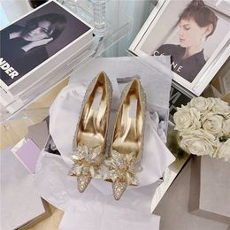 Heels Designer Dress Shoes Luxury Womans Crystal High Heel Bridal Rhinestone Wedding Shoes 35-40code