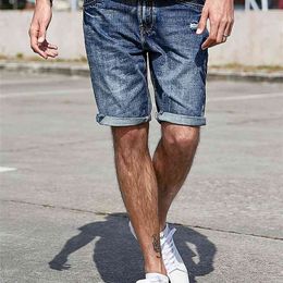 KUEGOU Men's denim shorts jeans 100% cotton Summer fashion wash the old hole Straight type men Pants KK-2991 210716