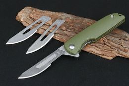 Promotion Multifunctional carving knife 440C Satin Blade ABS Handle Ball Bearing Flipper Folding Knives EDC Tool