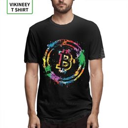 Cool Men T Shirts Colourful Bitcoin Colours Tee Shirt 3D Print Graphic T-Shirt Pure Cotton XS-3XL Plus Size Tshirt 210706